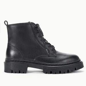 Staud - Black Leather Ankle Lug Sole Combat Boot